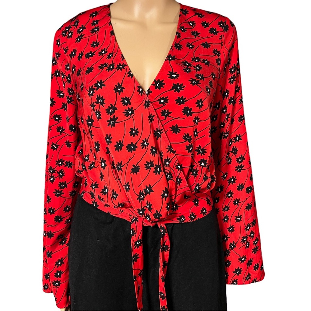 EXPRESS red floral blouse women’s small